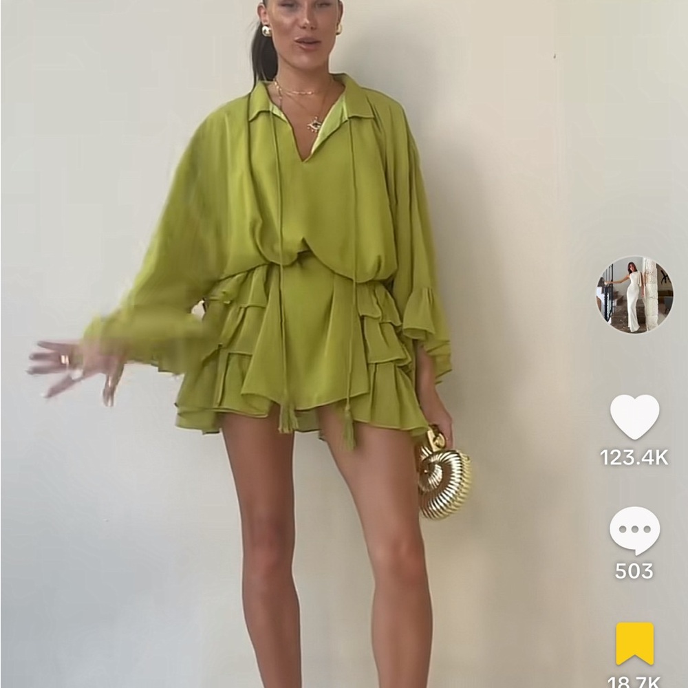 Chic Lime Green Ruffled Dress